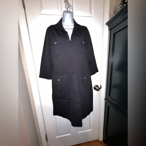 Etcetera Dresses & Skirts - Etcetera Women’s 10 Black Rayon 3/4 Sleeve Shift Shirt Dress Classic M